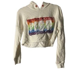 UGG Size XXS Keira Crop Hoodie Rainbow Sequins Pride Fall School Colorful Warm